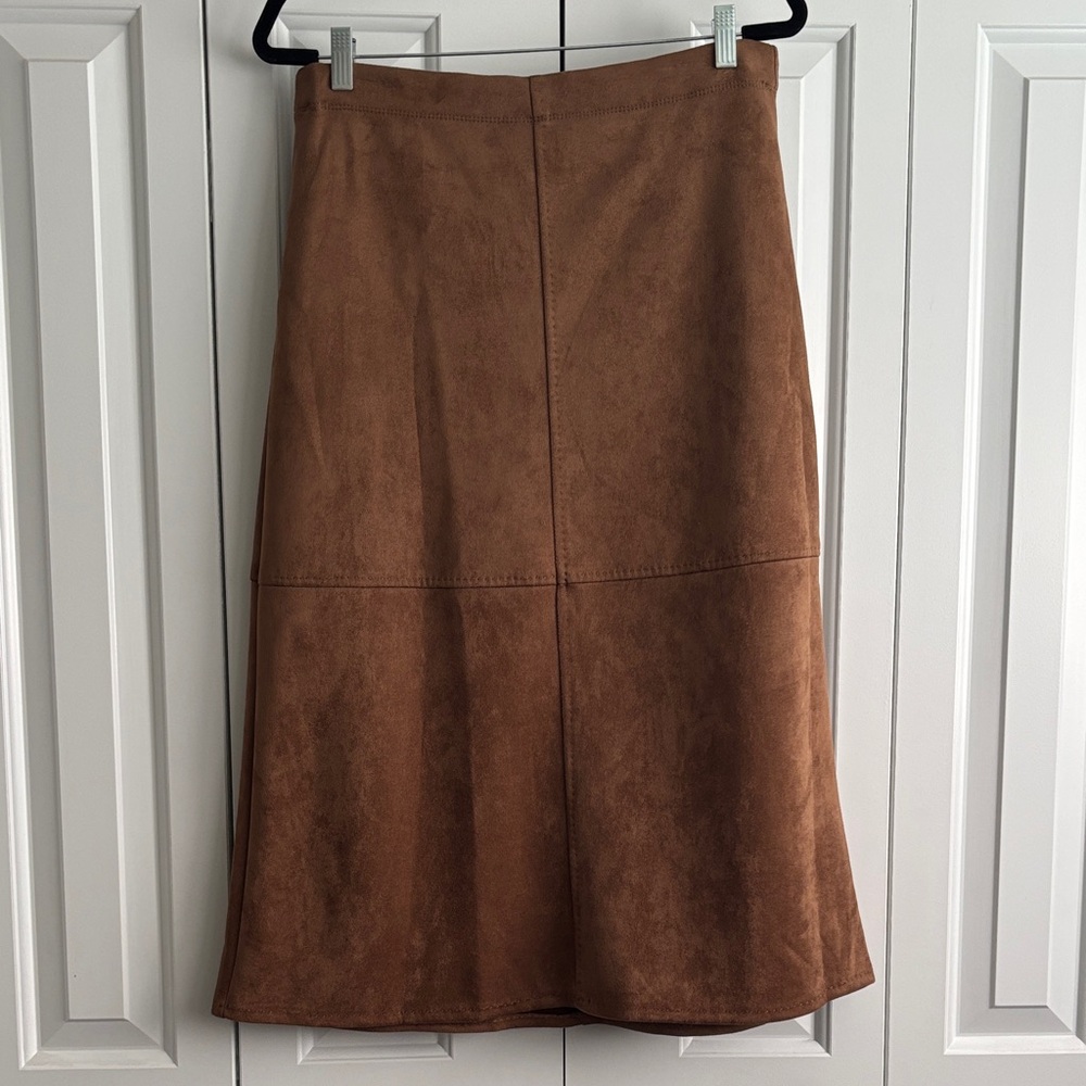 Brown Suede Midi Skirt